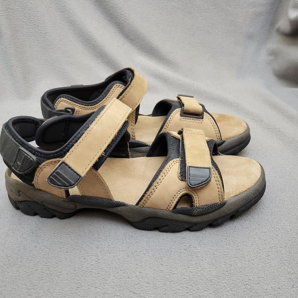 LAND ROVER Sandals Mens Beige Black Size 11 6048 Adjustable Hook and Loop - Picture 4 of 12